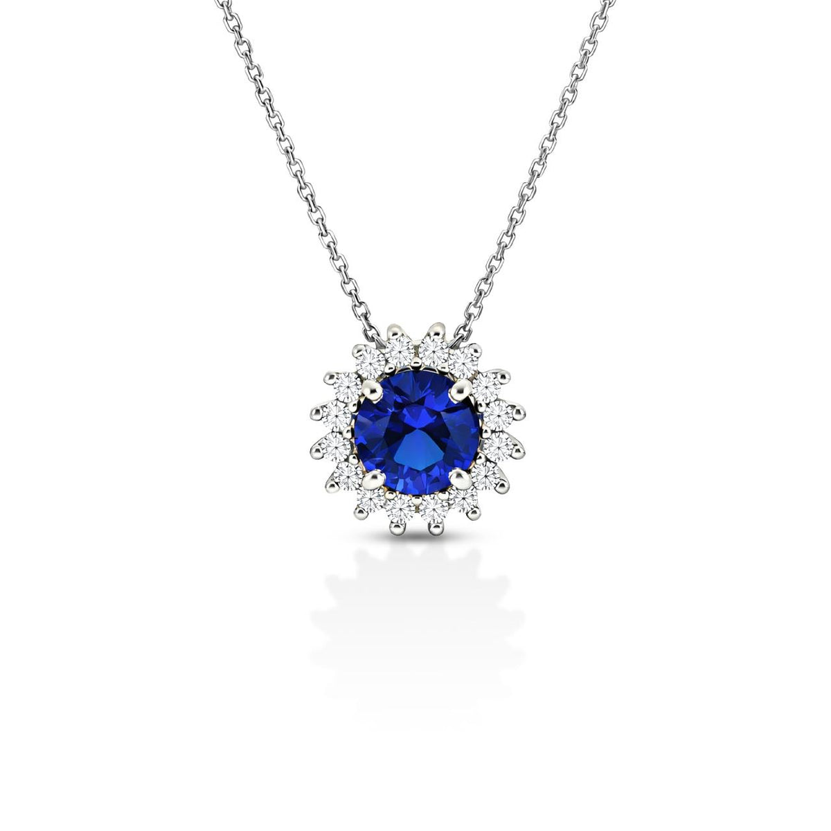 Collana iGold modello Kate Tondo in Oro Bianco 9Kt e Zircone Blu