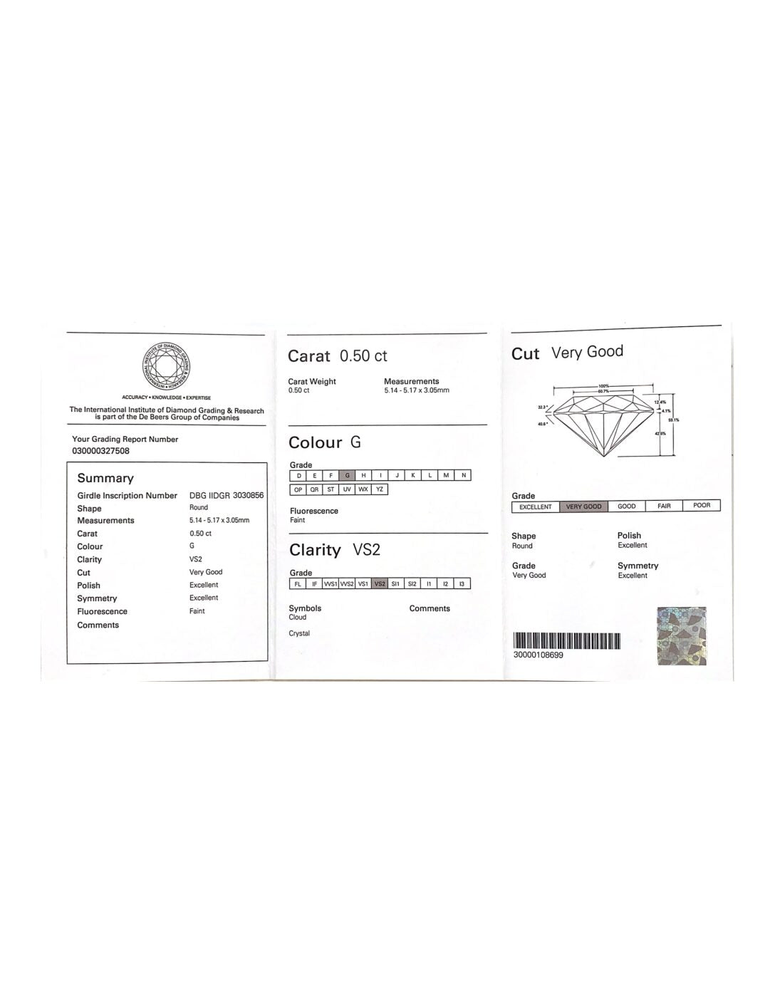 Anello Solitario Forever Unique con Diamante De Beers Ct. 0,50 G-VS