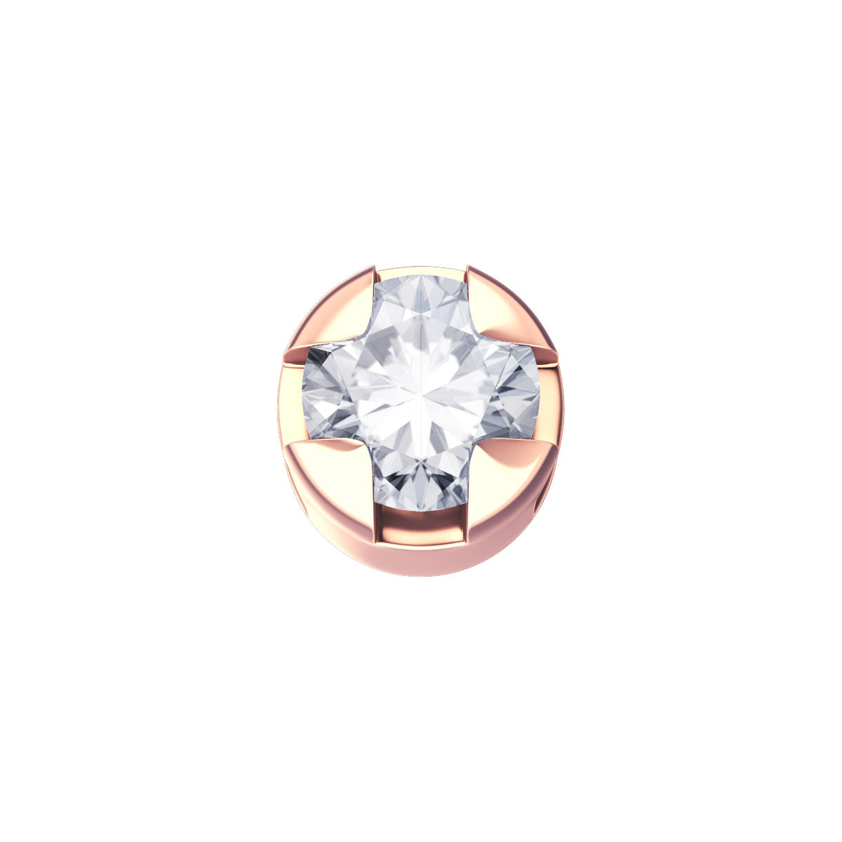 Elements - Griffe Tonda in Oro 18KT 18KT e Diamante Bianco Ct 0.02