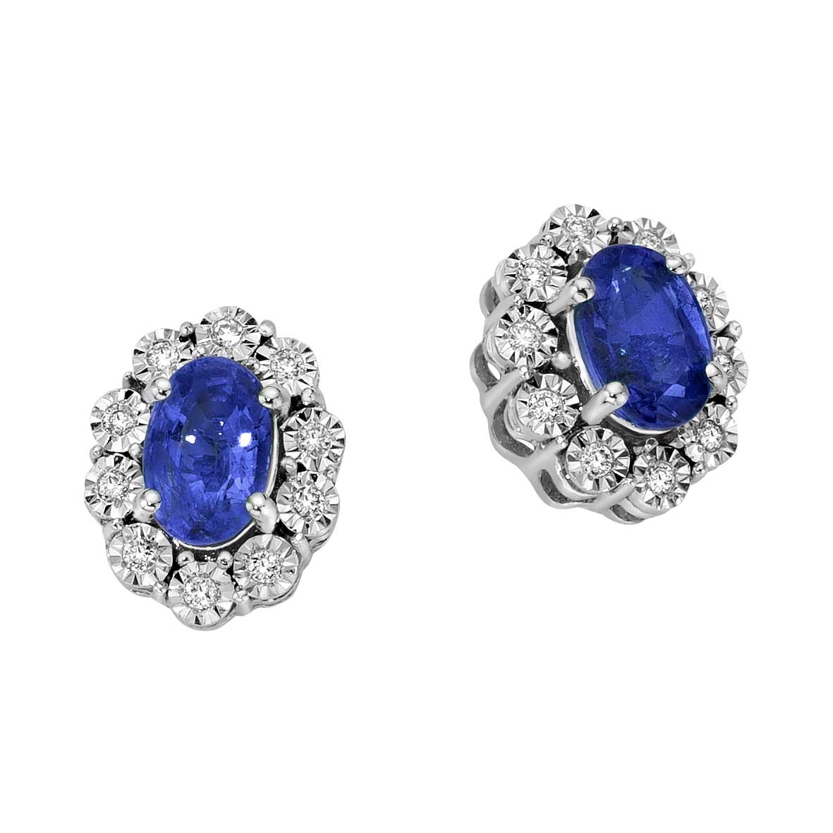 Orecchini Donna Oro 18KT con Zaffiri Ct. 1.10 e Diamanti