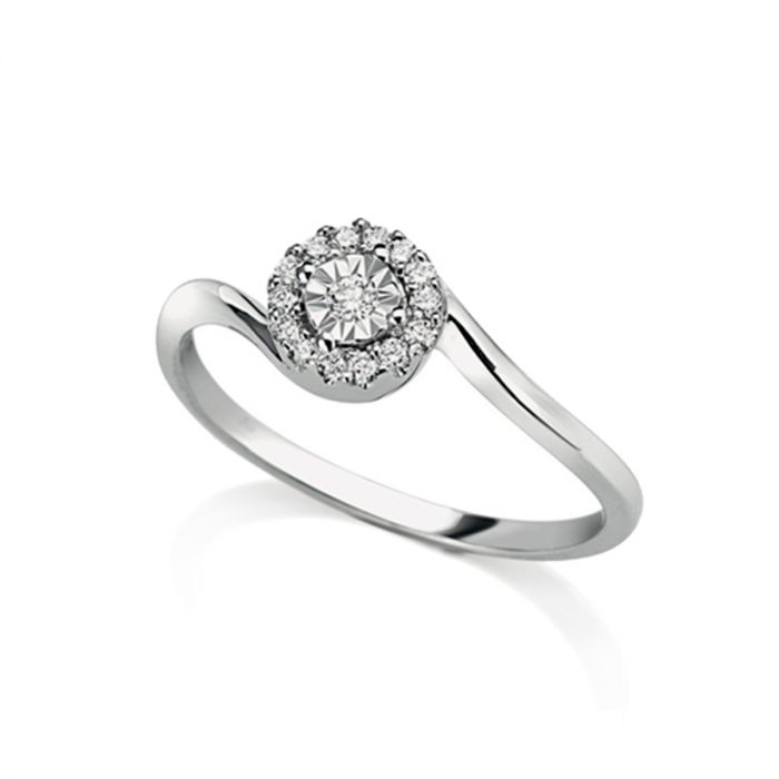 Anello Solitario Donna Oro 18KT con Diamante Ct 0.11