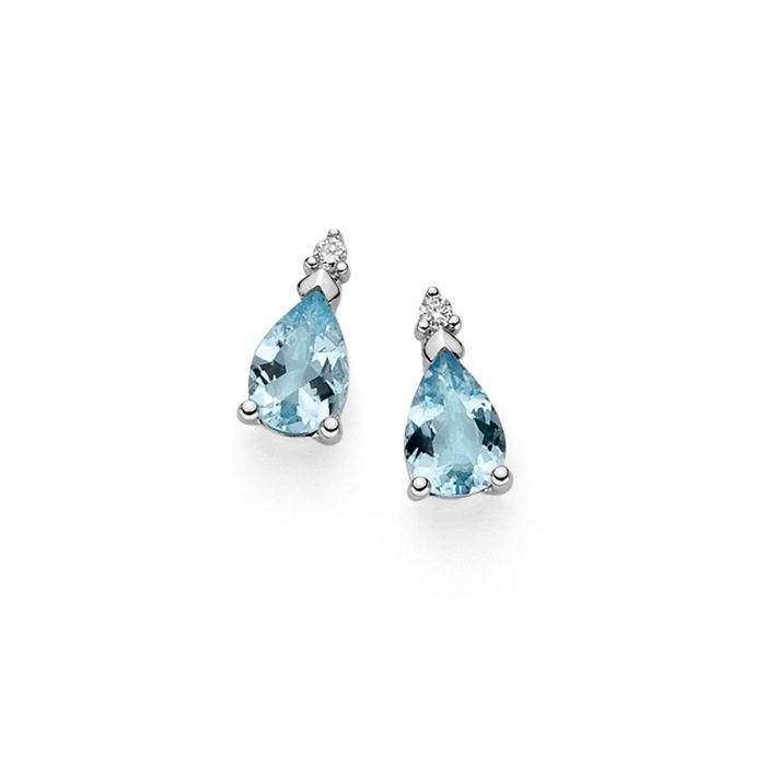 Orecchini Donna Oro 18KT con Acquamarina e Diamanti