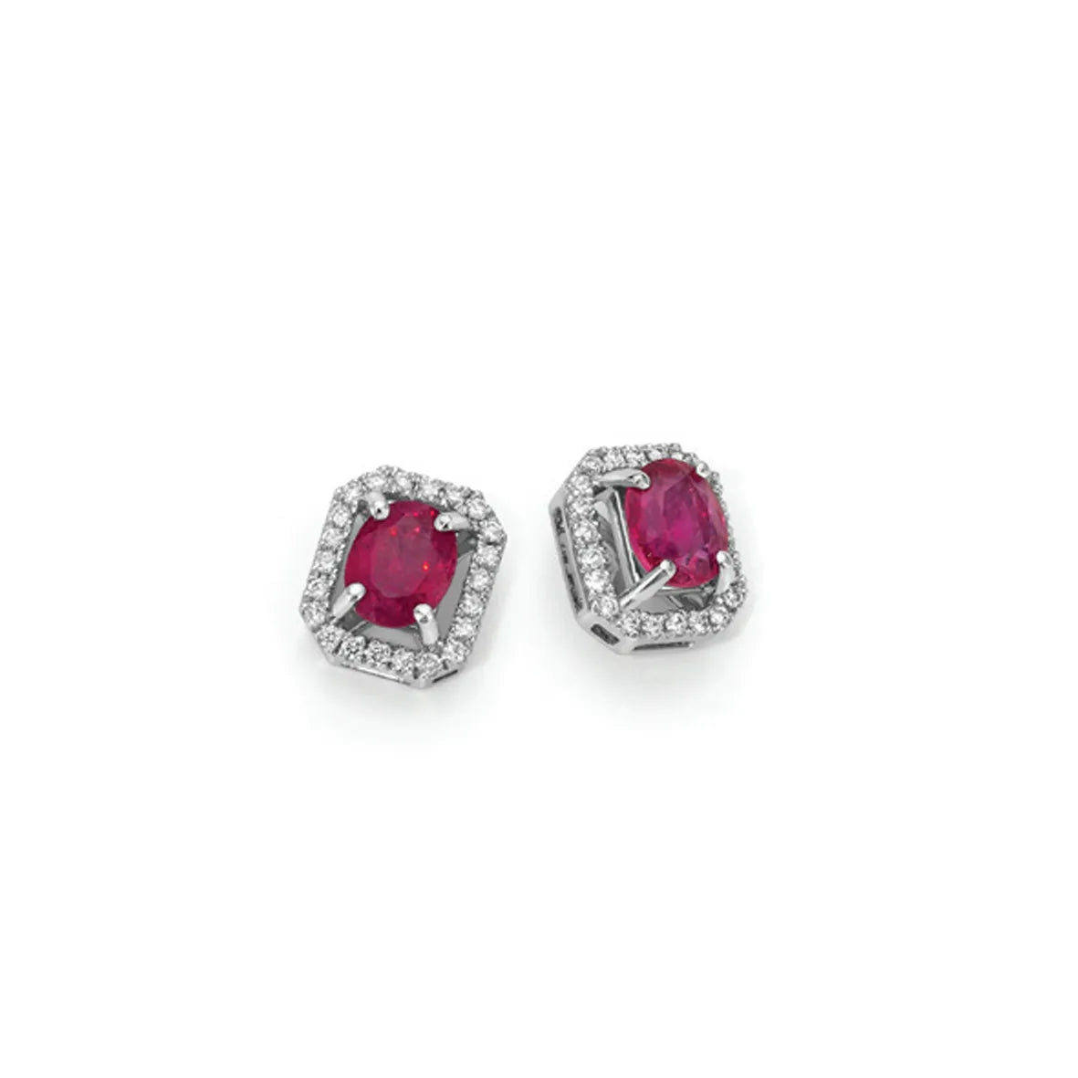 Orecchini Donna Oro 18KT con Rubino Ct. 0.40 e Diamanti