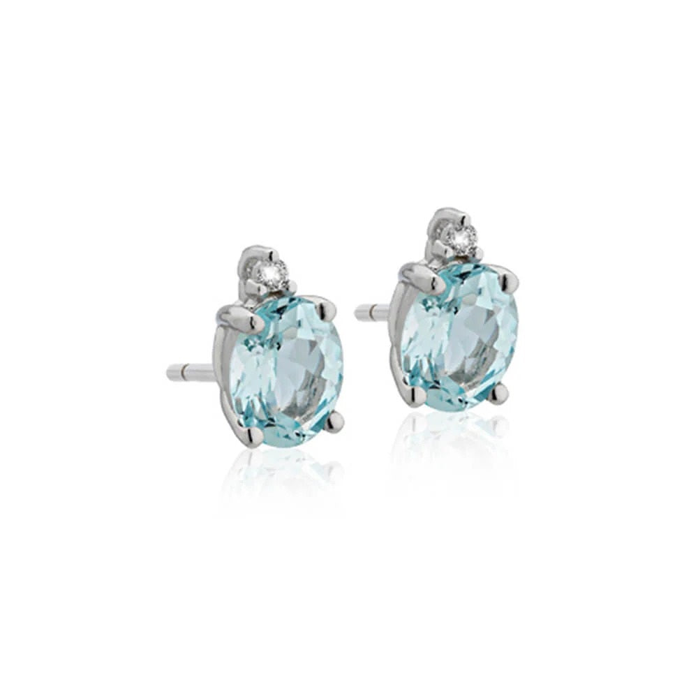 Orecchini Donna Oro 18KT con Acquamarina e Diamanti
