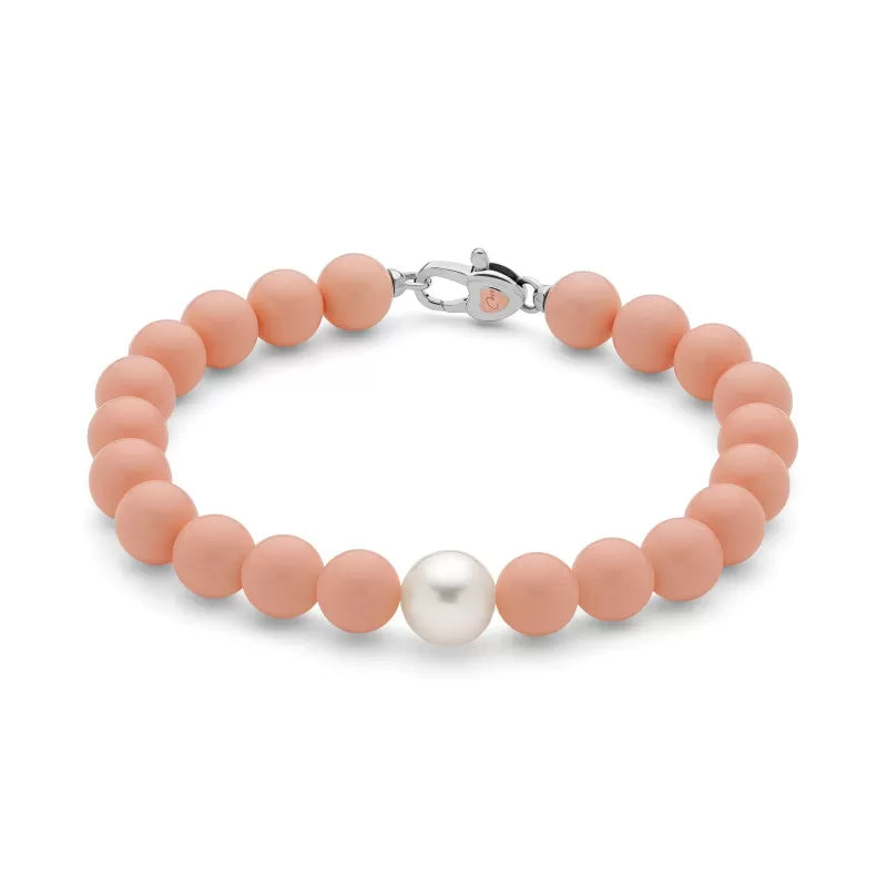Bracciale Donna Miluna in Argento con Corallo Rosa e Perla