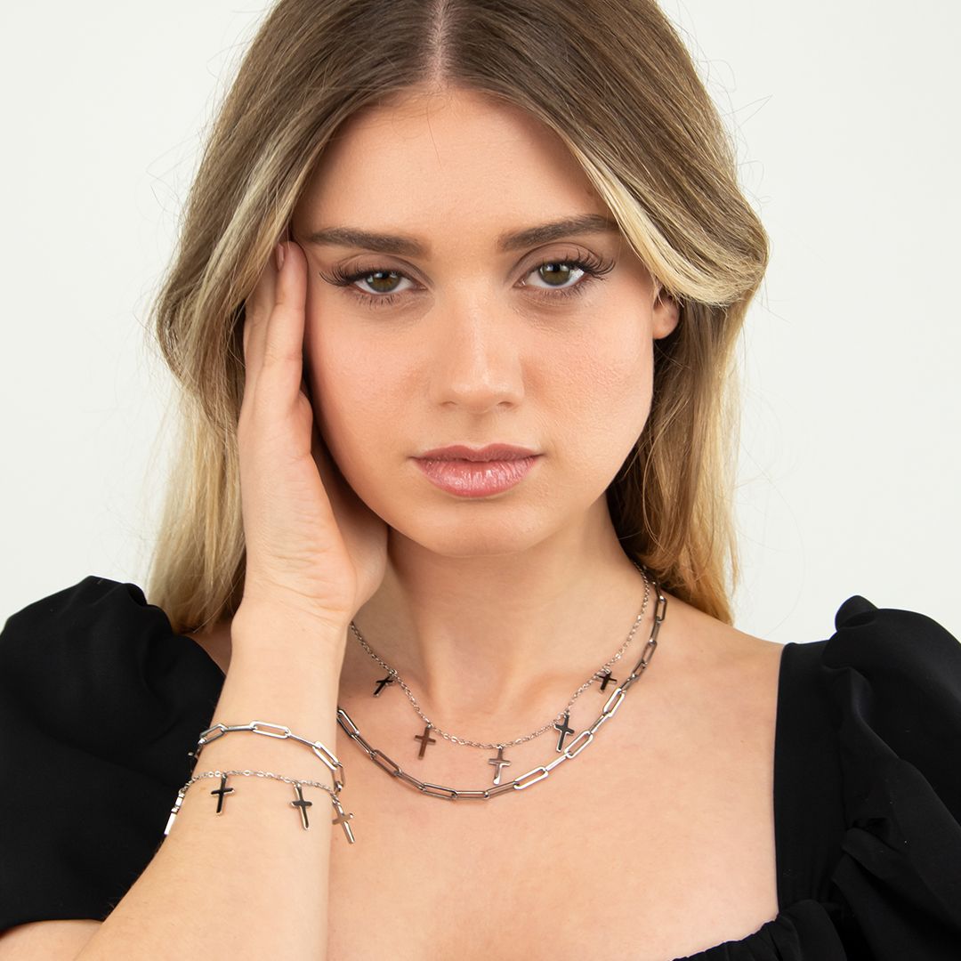 Collana doppio filo con croci MY/GR01