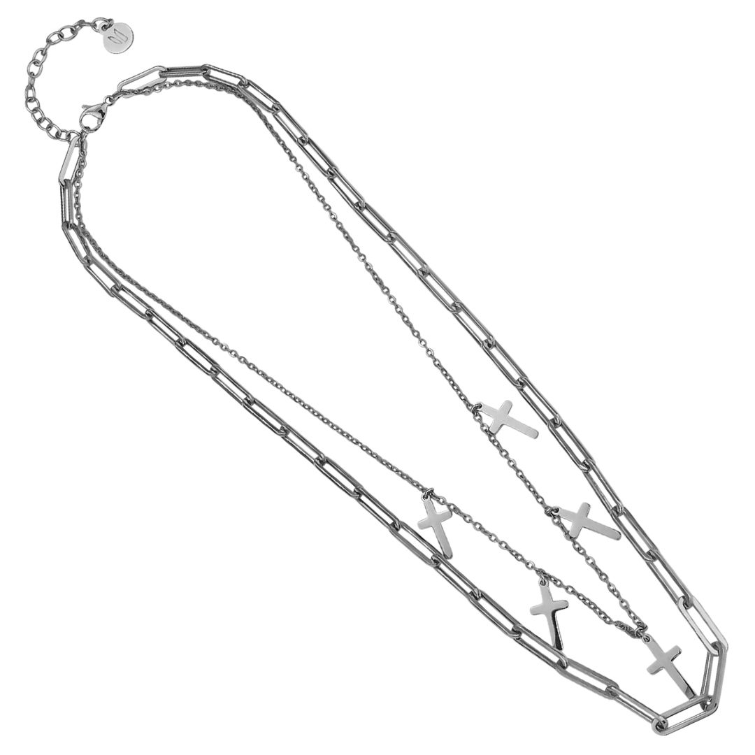 Collana doppio filo con croci MY/GR01