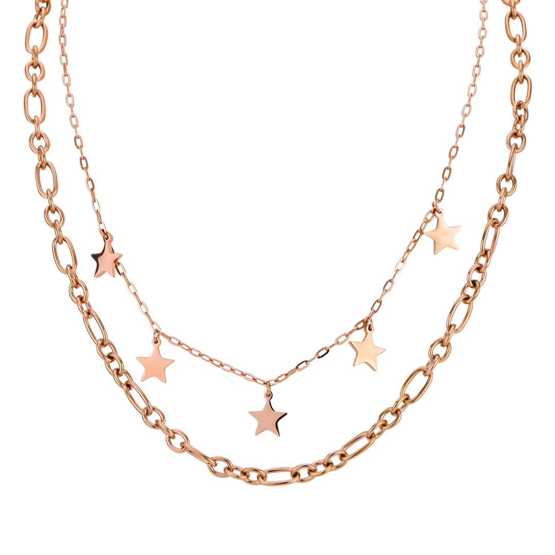 Collana doppio filo color Oro 18KT 18KT con stelle MY/GR06