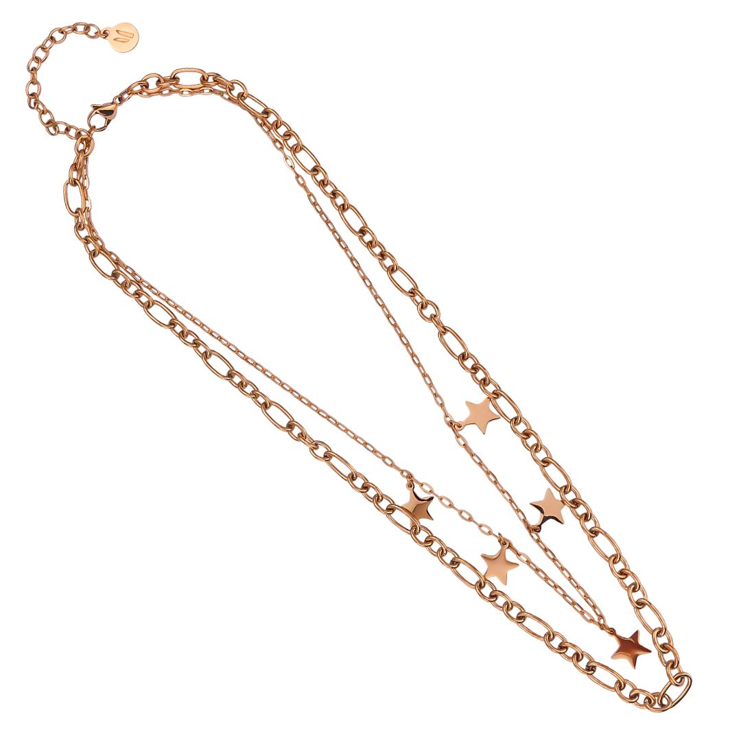 Collana doppio filo color Oro 18KT 18KT con stelle MY/GR06