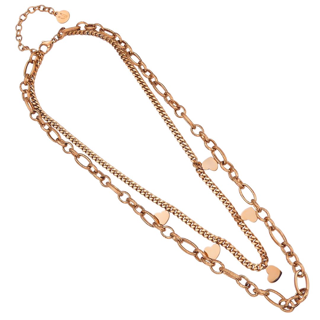 Collana doppio filo color Oro 18KT 18KT con cuori MY/GR09