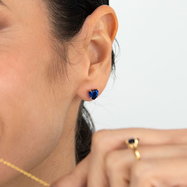 Orecchini Donna Boccadamo in Argento Dorato con Cuore Blu