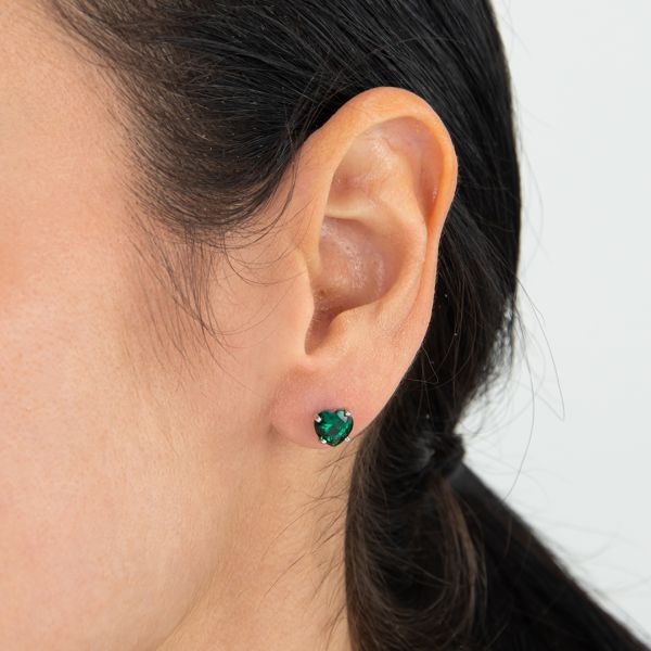 Orecchini Donna Boccadamo in Argento con Cuore Verde