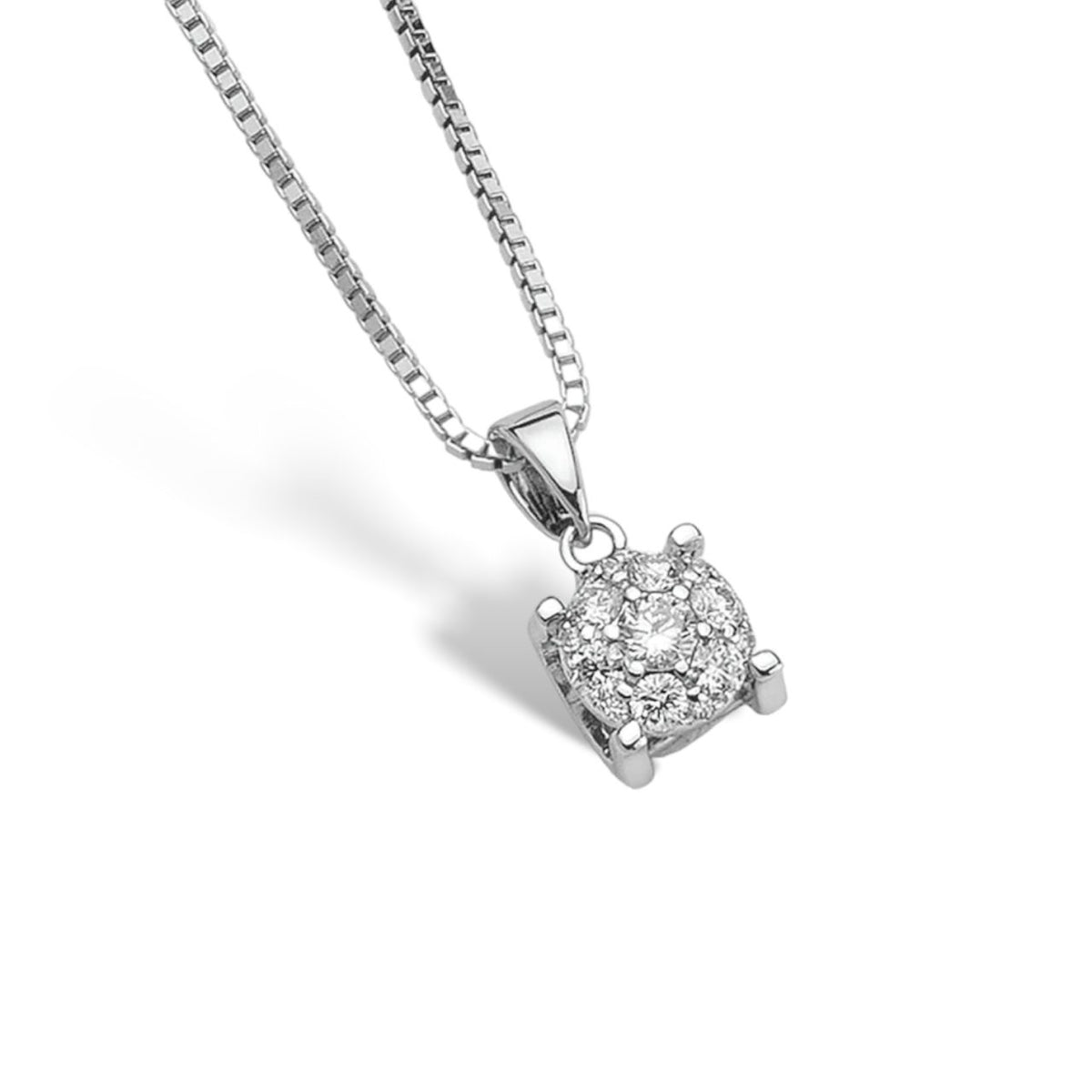 Collana Punto Luce Donna Oro 18KT con Diamanti Pavè