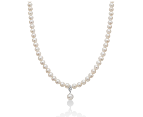Collana di Perle mm. 5-5,5 Miluna in Oro 18KT 18KT e Diamanti