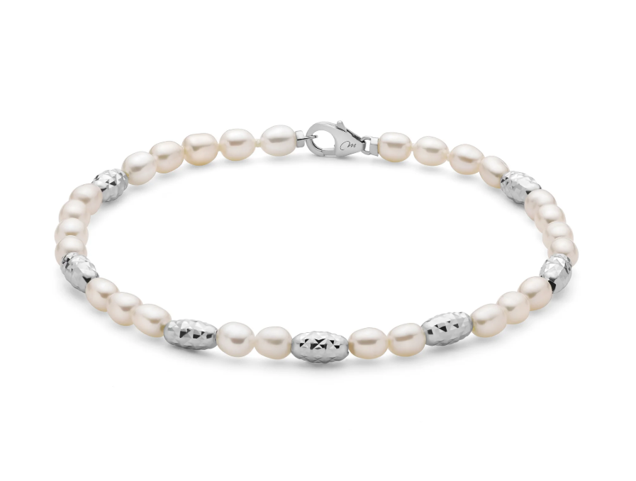 Bracciale Miluna "Pepite di Perle" in Argento mm. 4-4,5