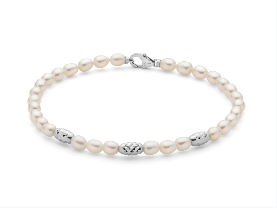 Bracciale Miluna "Pepite di Perle" in Argento mm. 4-4,5