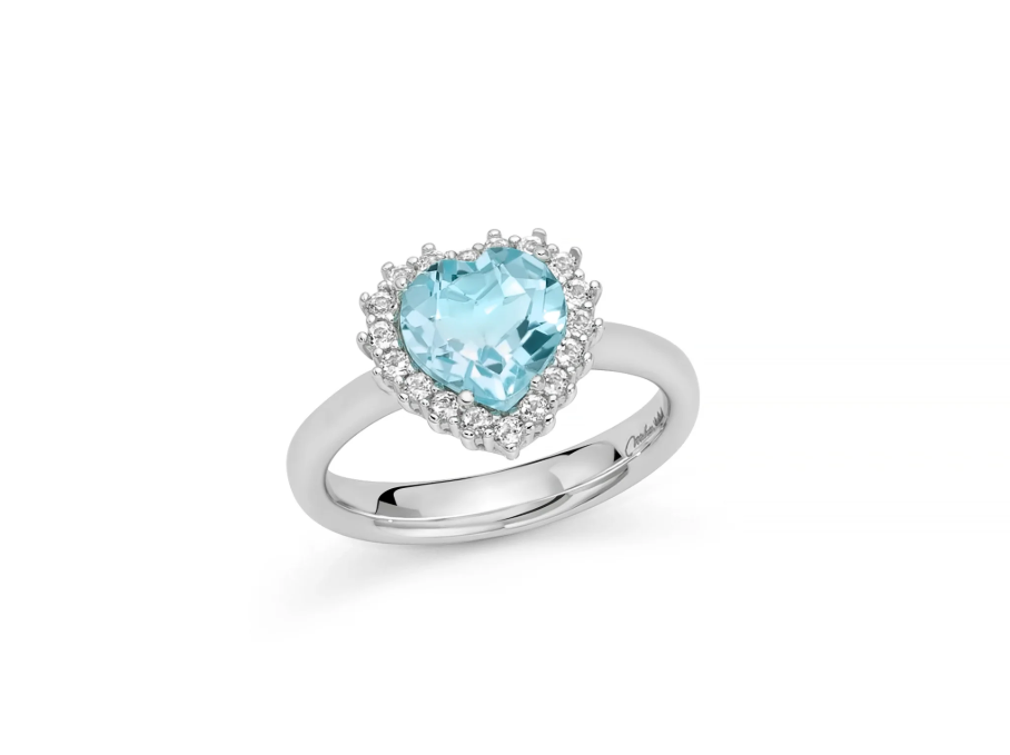 Anello a Cuore Miluna in Argento e Topazio - Gemma del Cielo