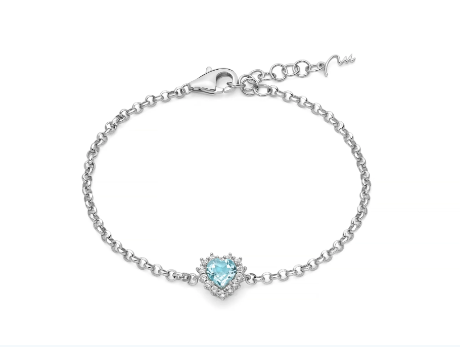 Bracciale a Cuore Miluna in Argento e Topazio - Gemma del Cielo