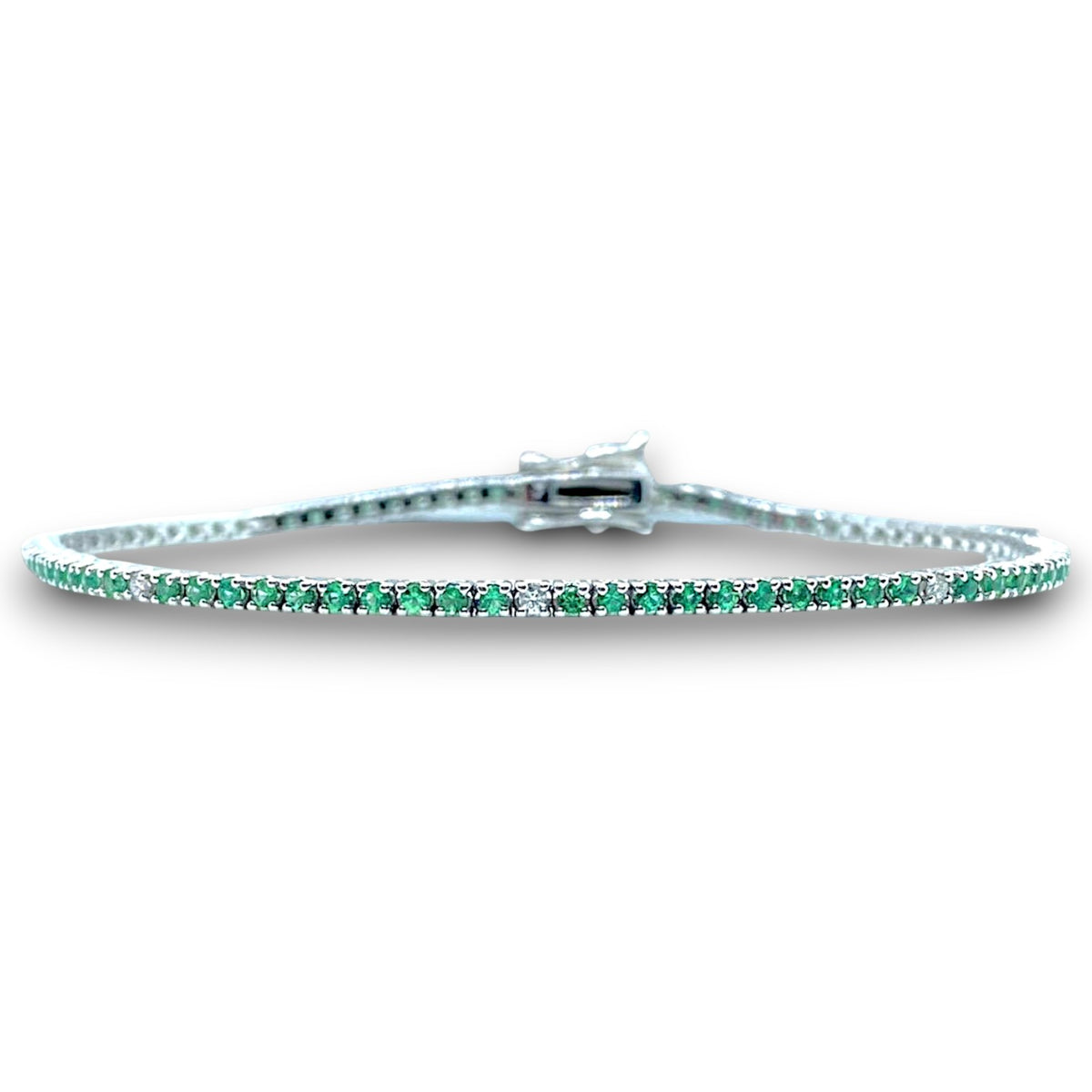 Bracciale Tennis PG Gioielli in Oro 18KT con Smeraldi e Diamanti Ct. 1.57