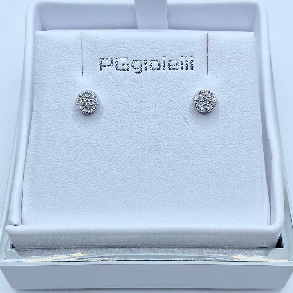 Orecchini Pg Gioielli Punto Luce Pavè con Diamanti Ct. 0,15