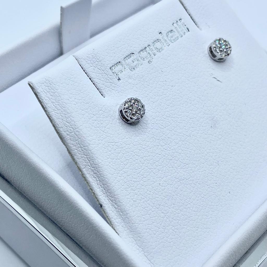 Orecchini Pg Gioielli Punto Luce Pavè con Diamanti Ct. 0,12