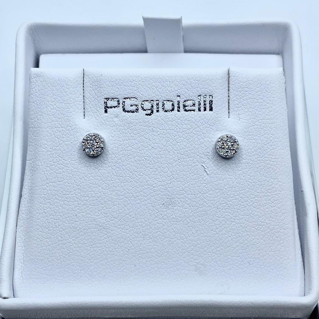 Orecchini Pg Gioielli Punto Luce Pavè con Diamanti Ct. 0,12