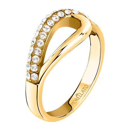 Anello Donna Morellato in Acciaio Dorato con Zirconi Design