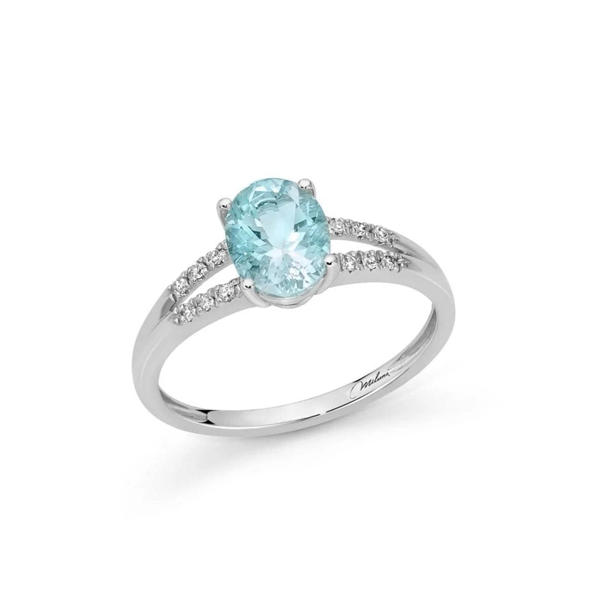 Anello Miluna in Oro 18KT 18KT con Diamanti e Acquamarina Ct. 1.00