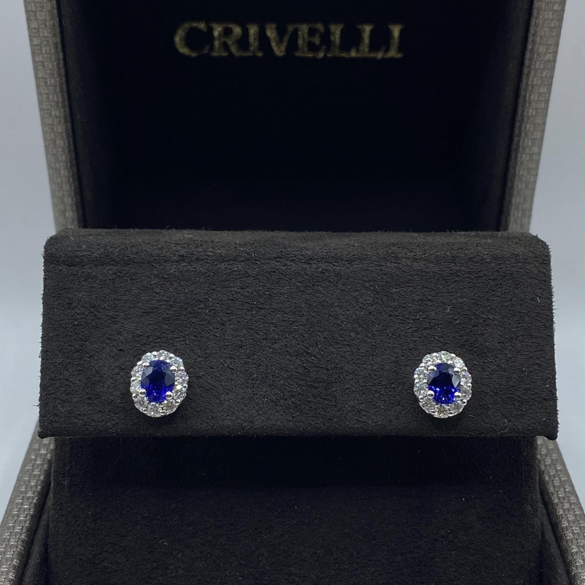 Orecchini Crivelli in Oro 18KT con Zaffiri Ct. 0,98 e Diamanti