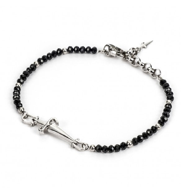 Bracciale Rosario Uomo Cesare Paciotti in Argento e Spinelli Neri