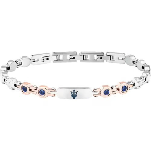 Bracciale Uomo Maserati in Acciaio Bicolore e Zaffiri Lab Grown