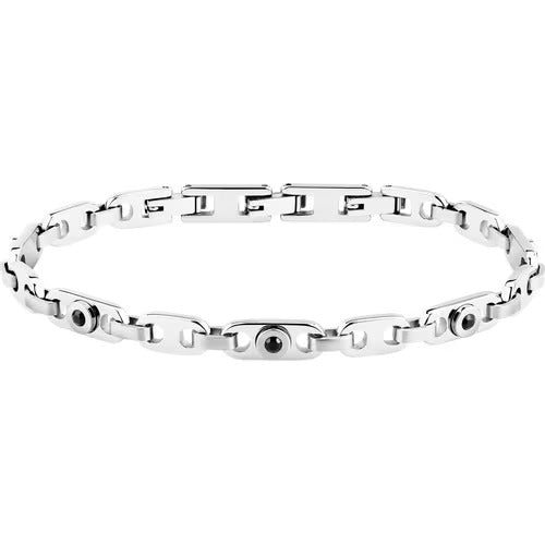 Bracciale Uomo Morellato Motown in Acciaio e Zirconi Neri