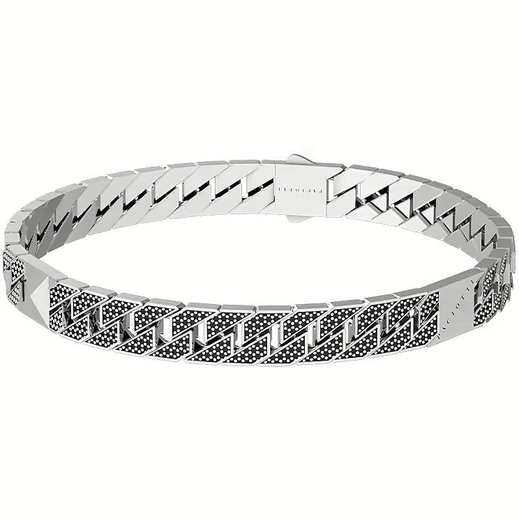 Bracciale Uomo Cesare Paciotti in Argento con Spinelli Neri