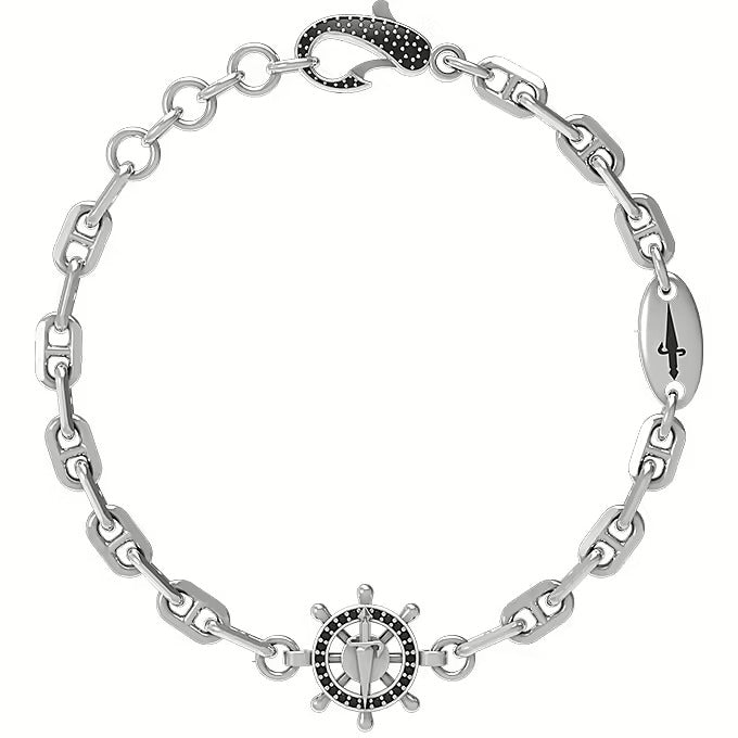 Bracciale Uomo Cesare Paciotti in Argento con Spinelli Neri