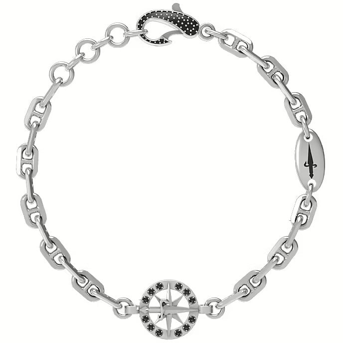 Bracciale Uomo Cesare Paciotti in Argento con Spinelli Neri