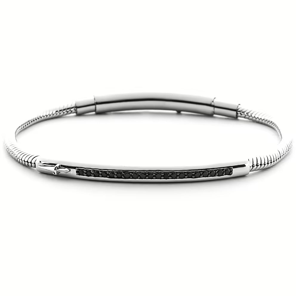 Bracciale Uomo Cesare Paciotti in Argento e Spinelli Neri