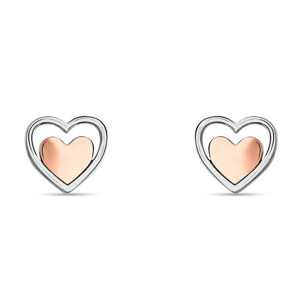 Orecchini Donna Stroili Doppio Cuore in Argento Bicolore