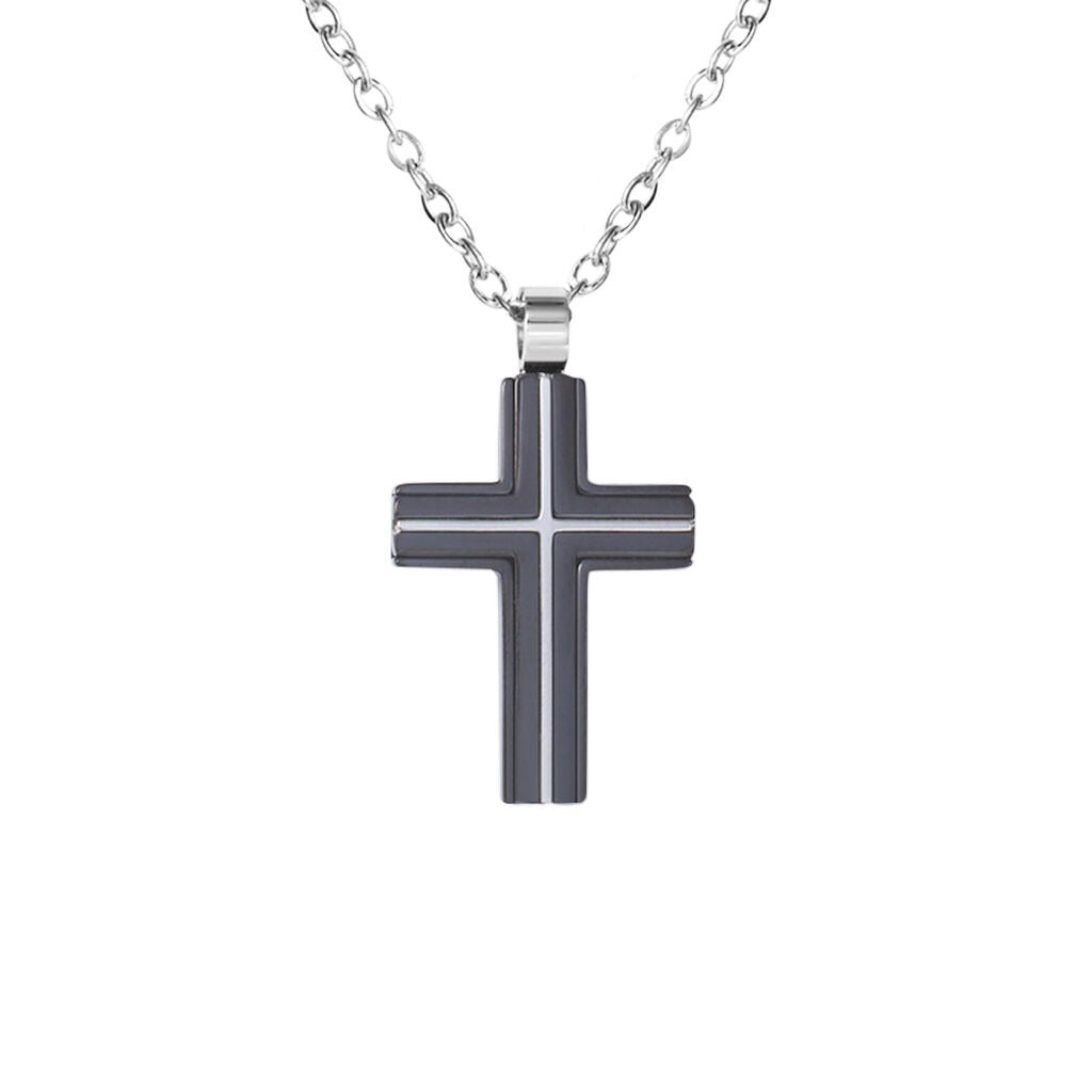 Collana Uomo Stroili con Croce in Acciaio Bicolore Man Code