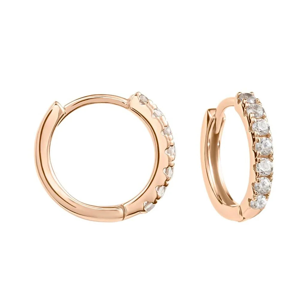 Orecchini a Cerchio Stroili in Argento Rosè e Zirconi - 15 mm