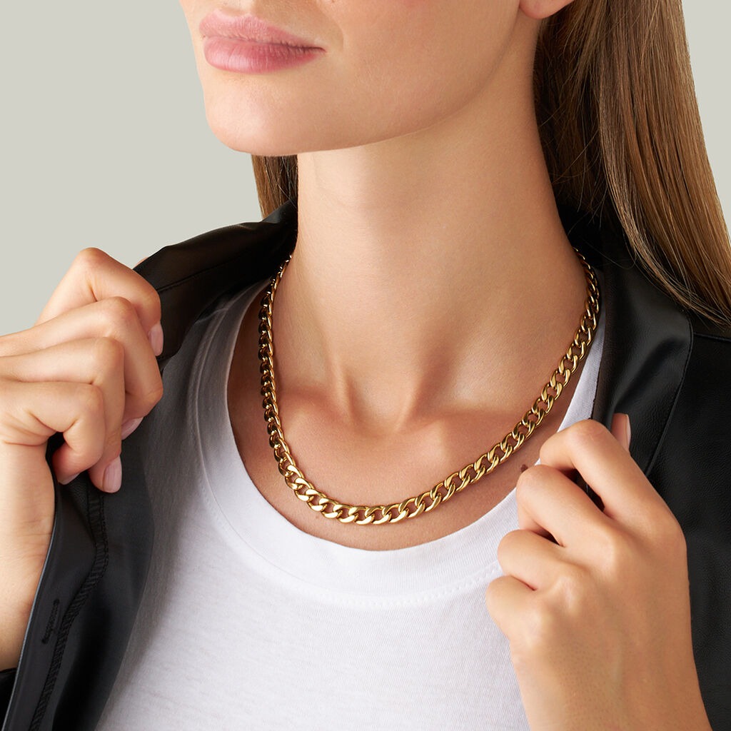 Collana a Catena Groumette Stroili in Acciaio Dorato Lady Code