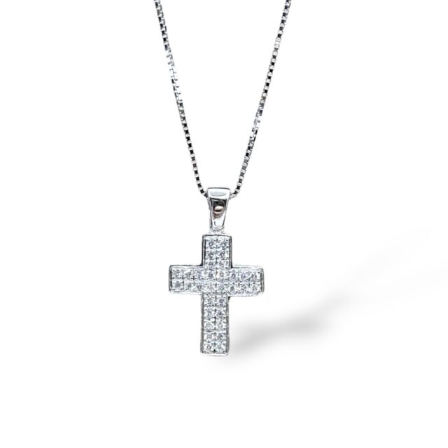 Collana Recarlo Con Croce in Oro 18KT 18KT e Diamanti Ct. 0,11