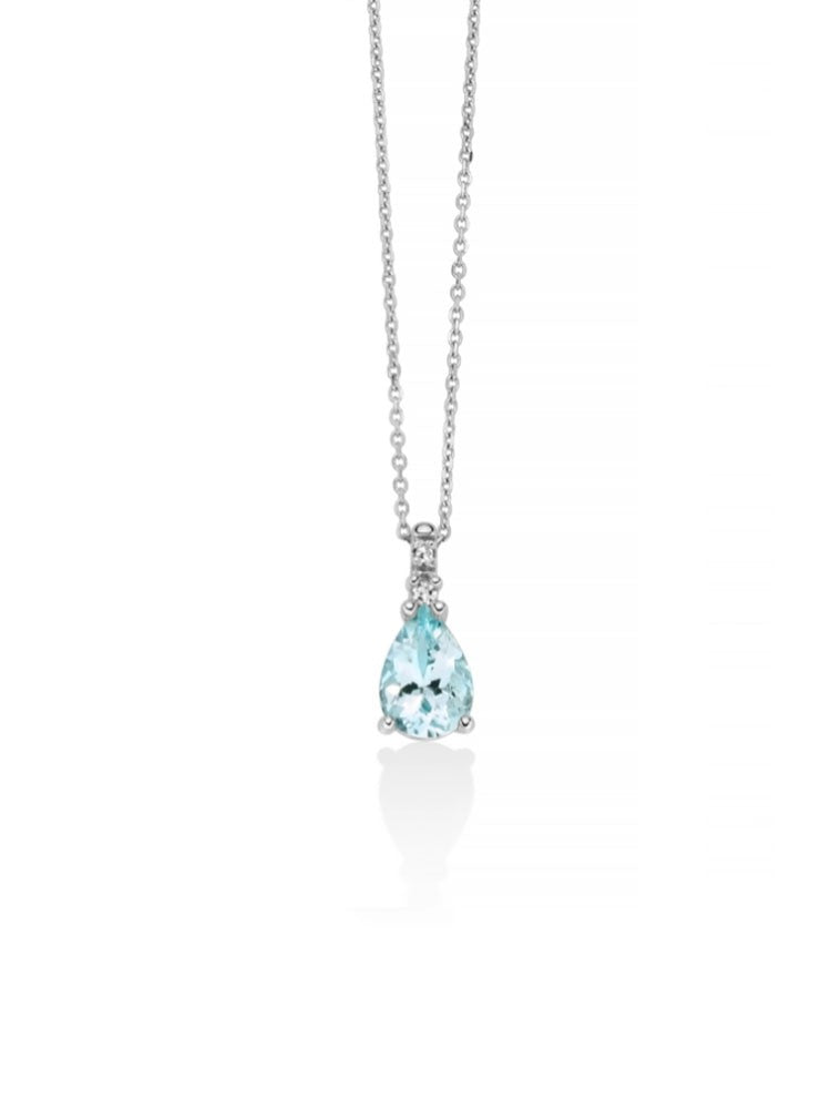 Collana Miluna in Oro 18KT 18KT con Diamanti e Acquamarina Ct. 0,58