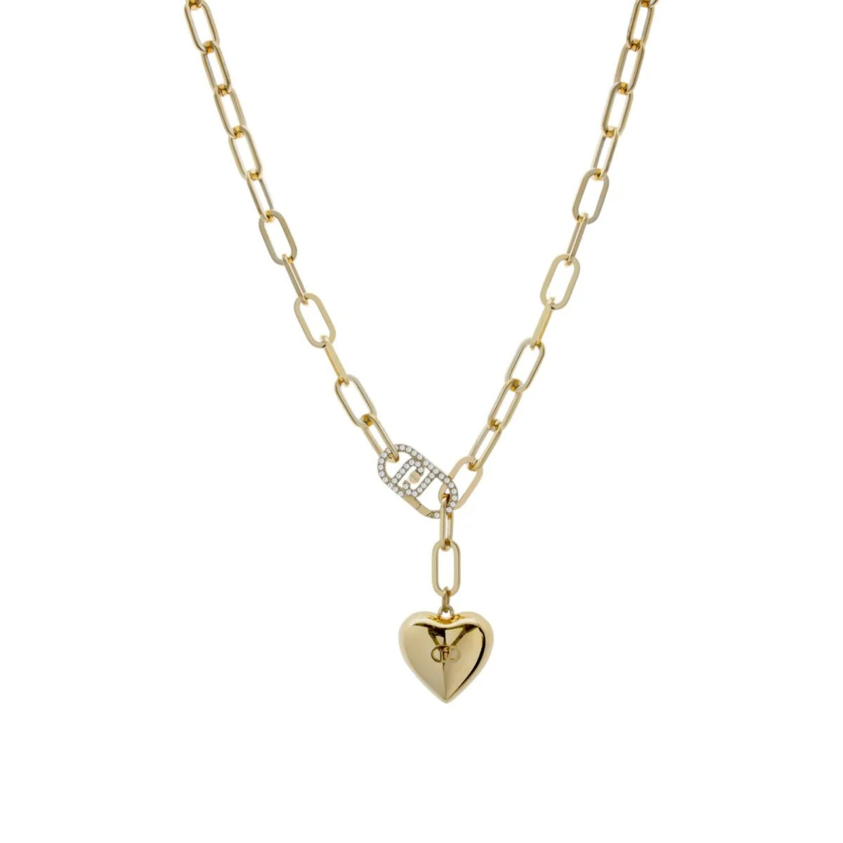 Collana Liu-Jo a Catena con Pendente a Cuore in Acciaio Dorato