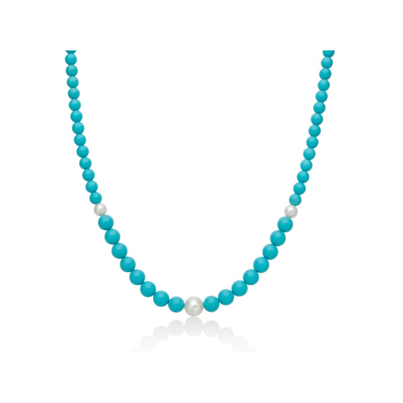 Collana Donna Miluna in Argento con Turchese e Perle