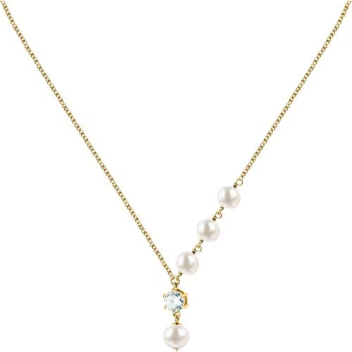 Collana Donna Morellato in Argento Dorato con Zircone e Perle
