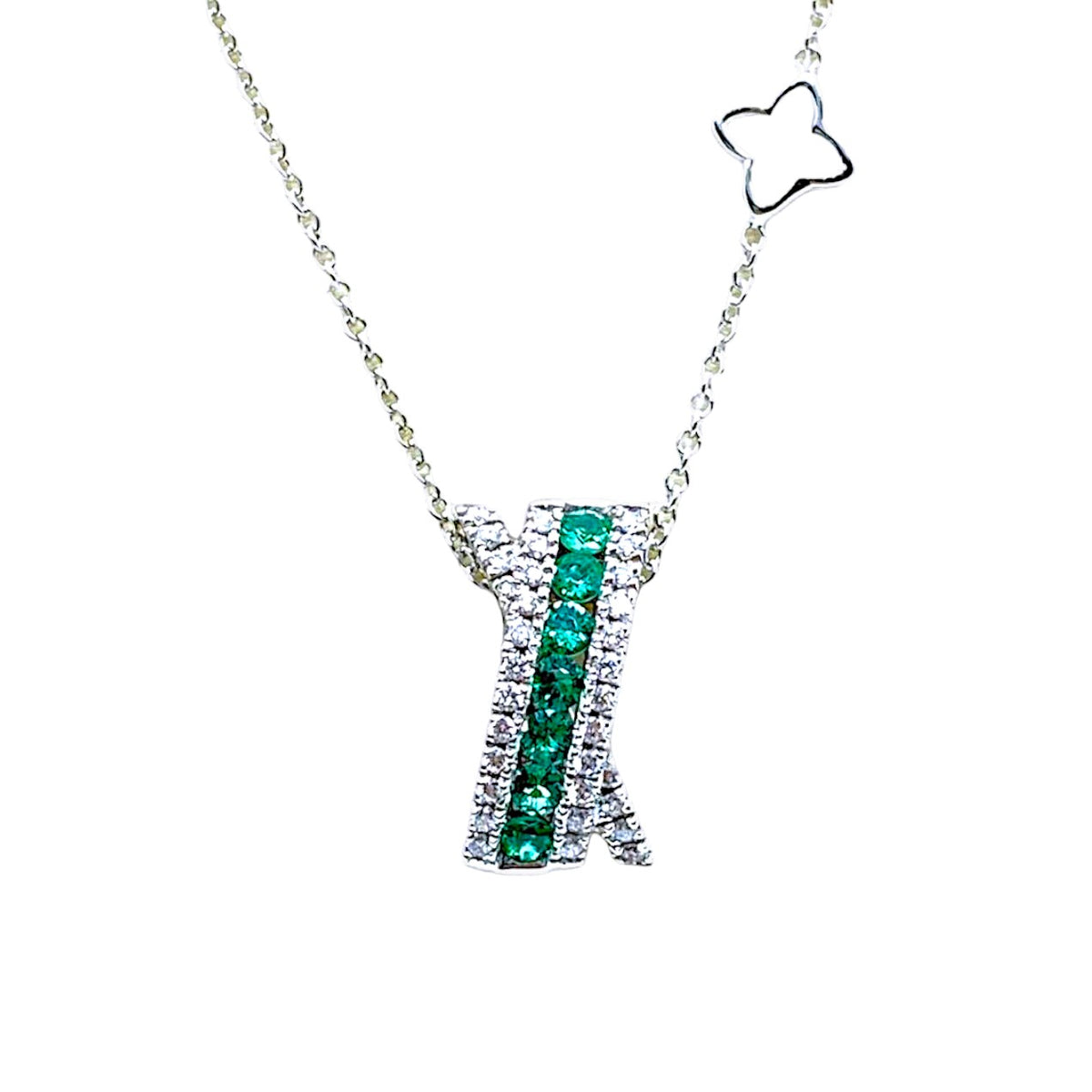Collana Recarlo Deco’ con Diamanti e Smeraldo Ct 0.19