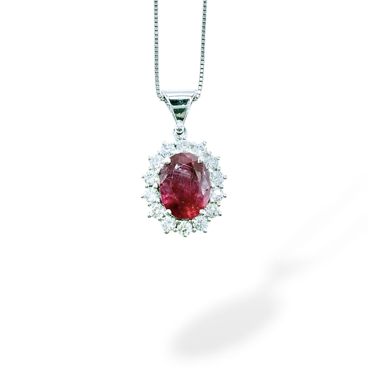 Collana Pg Gioielli con Rubino ct 1.67 e Diamanti