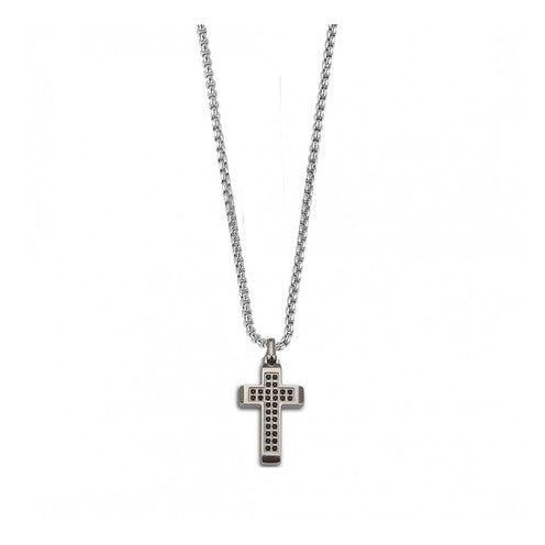 Collana Uomo Boccadamo in Acciaio con Croce