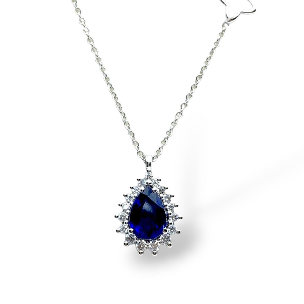 Collana Recarlo a Goccia con Diamanti e Zaffiro Ct 0.92