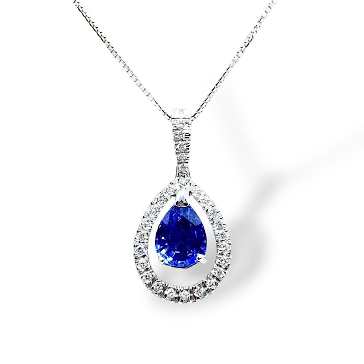 Collana Recarlo a Goccia con Diamanti e Zaffiro Ct 1,53